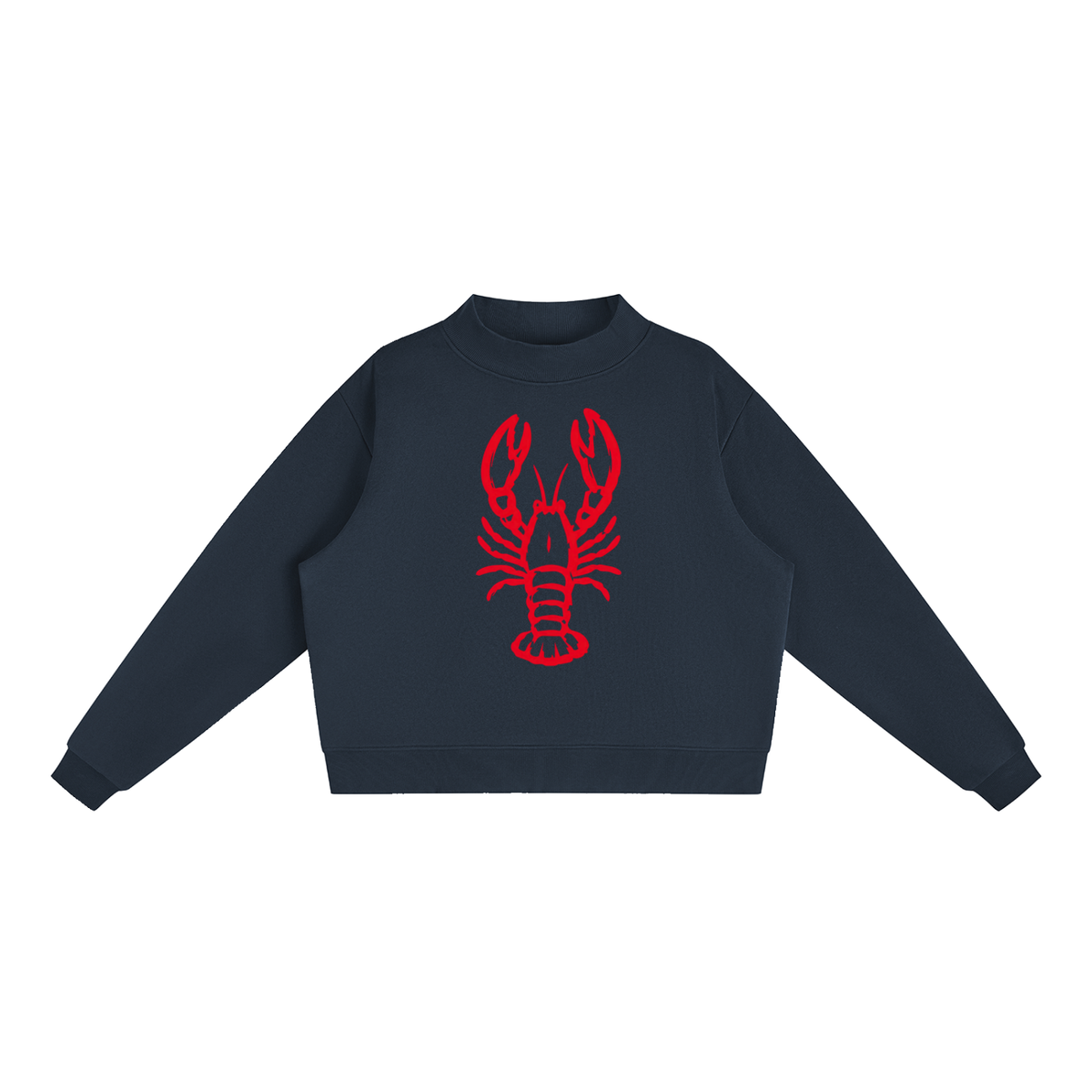 Fisherman Fleece Mock-Neck in Navy