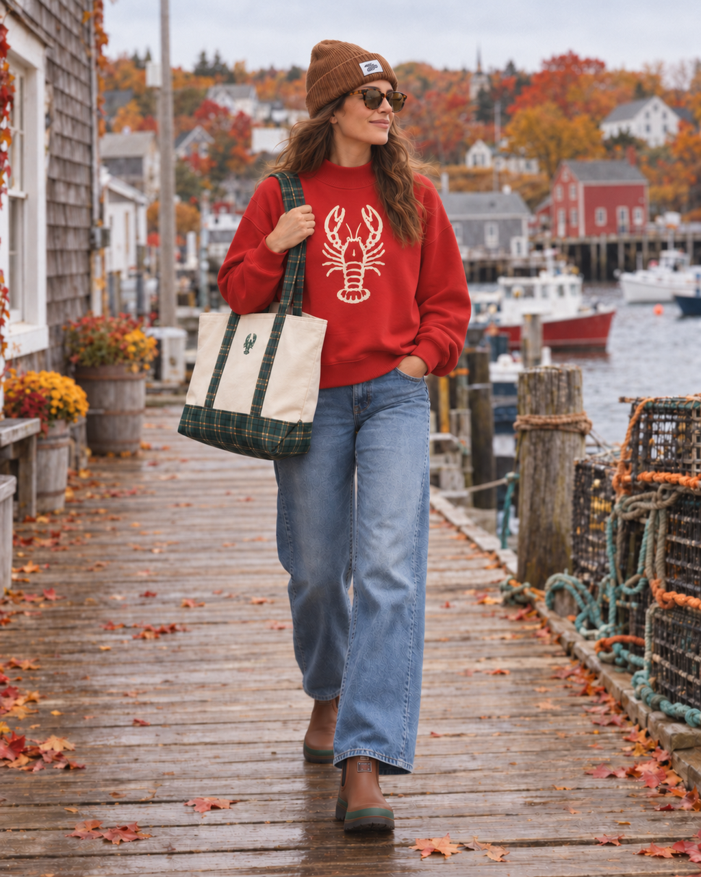 Fisherman Fleece Mock-Neck in Red